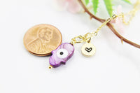 Hamsa Evil Eye Necklace, Gold Necklace, Dainty Necklace, N4512