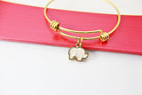 Gold Elephant Charm Bracelet, Opal Elephant Charm, White Imitation Opal Charm, Elephant Jewelry, Personalized Gift, N1446