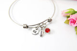 Football Bracelet, Personalized Initial Birthstone Gifts, N4553