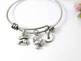 Hobby Farm Bracelet Gift, Rabbit Chicken Rooster, Personalized Initial Gift, N554Z