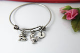 Hobby Farm Bracelet Gift, Rabbit Chicken Rooster, Personalized Initial Gift, N554Z