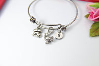 Hobby Farm Bracelet Gift, Rabbit Chicken Rooster, Personalized Initial Gift, N554Z