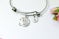 Silver Hedgehog Charm Bracelet Porcupine Pet Gifts Ideas Personalized Customized Made to Order, AN2243