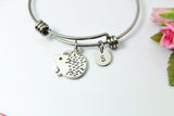 Silver Hedgehog Charm Bracelet Porcupine Pet Gifts Ideas Personalized Customized Made to Order, AN2243