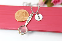 Detective Necklace, Silver Magnifying Glass Charm, Magnifying Glass Detector Jewelry Gift, Personalized Initial Gift, N4401