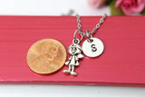 Boy Necklace, Silver Boy Charm, Boy Jewelry Gift, Personalized Initial Gift, N4407