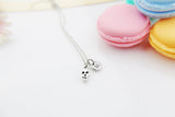 Cute Skull Halloween Necklace, Silver TINY Skull Charm Jewelry Gift, Personalized Initial Gift, N4421