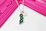 Peapod Necklace, Three in the Pod Charm, Peapod Jewelry Gift, Personalized Initial Gift, N4429