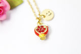 Pomegranate Necklace, Pomegranate Charm, Pomegranate Jewelry Gift, Personalized Initial Gift, N4432