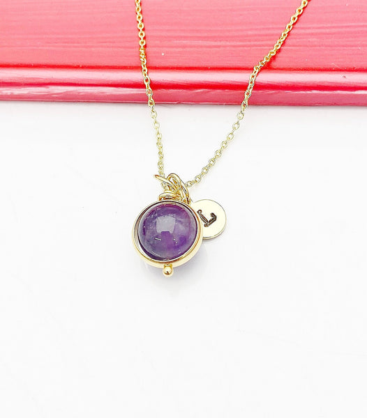 Amethyst Necklace, Natural Gemstone Jewelry, Personalized Gift, N4606