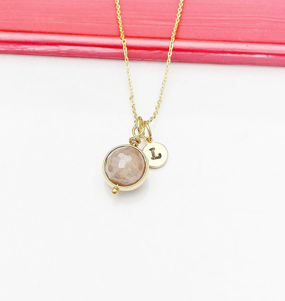 Sunstone Necklace, Natural Gemstone Jewelry Personalized Gift, N4607