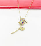 Gold Rose Necklace, Mother's Day Gifts, Personalized Gifts, N4611