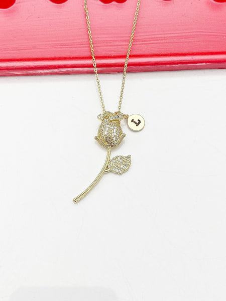 Gold Rose Necklace Mother's Day Gifts, Personalized Gifts, N4612