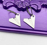 Paper Airplane Earrings, Hypoallergenic Earrings, N297-G