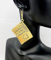 Gold Poker Earrings, Hypoallergenic, Dangle Hoop Lever-back Earrings, N4617