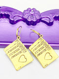 Gold Poker Earrings, Hypoallergenic, Dangle Hoop Lever-back Earrings, N4617