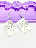 Silver Poker Earrings, Hypoallergenic, Dangle Hoop Lever-back Earrings, N4620