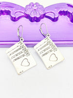 Silver Poker Earrings, Hypoallergenic, Dangle Hoop Lever-back Earrings, N4620