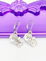 Dollar Money Earrings, Hypoallergenic, Dangle Hoop Lever-back Earrings, N4622