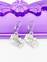 Dollar Money Earrings, Hypoallergenic, Dangle Hoop Lever-back Earrings, N4622