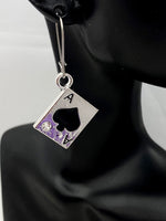 Ace of Spades Earrings, Hypoallergenic, Dangle Hoop Lever-back Earrings, N31B
