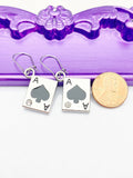 Ace of Spades Earrings, Hypoallergenic, Dangle Hoop Lever-back Earrings, N31B
