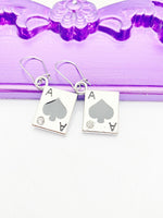 Ace of Spades Earrings, Hypoallergenic, Dangle Hoop Lever-back Earrings, N31B
