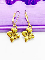 Gold Poker Earrings, Hypoallergenic, Dangle Hoop Lever-back Earrings, N4630