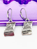 Lottery Earrings, lotto, Hypoallergenic, Dangle Hoop Lever-back Earrings, N4631