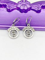 Jackpot Earrings, Dollars Sign, Hypoallergenic, Dangle Hoop Lever-back Earrings, N4632