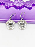 Jackpot Earrings, Dollars Sign, Hypoallergenic, Dangle Hoop Lever-back Earrings, N4632