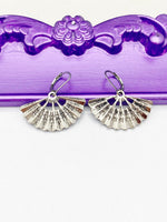 Fan Earrings, Hypoallergenic, Dangle Hoop Lever-back Earrings, N4634