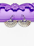 Fan Earrings, Hypoallergenic, Dangle Hoop Lever-back Earrings, N4634