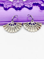 Fan Earrings, Hypoallergenic, Dangle Hoop Lever-back Earrings, N4634