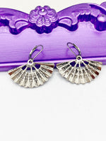 Fan Earrings, Hypoallergenic, Dangle Hoop Lever-back Earrings, N4634