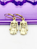Gold Rain Clothes Earrings, Hypoallergenic, Dangle Hoop Lever-back Earrings, N4636