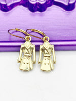 Gold Rain Clothes Earrings, Hypoallergenic, Dangle Hoop Lever-back Earrings, N4636