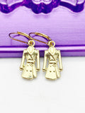 Gold Rain Clothes Earrings, Hypoallergenic, Dangle Hoop Lever-back Earrings, N4636