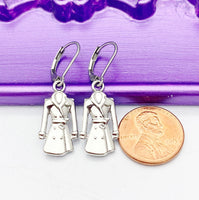 Silver Rain Clothes Earrings, Hypoallergenic, Dangle Hoop Lever-back Earrings, N4641