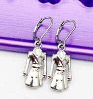Silver Rain Clothes Earrings, Hypoallergenic, Dangle Hoop Lever-back Earrings, N4641