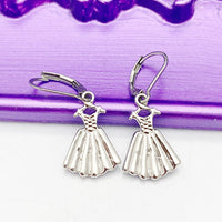 Silver Dress Earrings, Hypoallergenic, Dangle Hoop Lever-back Earrings, N4642