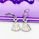 Silver Dress Earrings, Hypoallergenic, Dangle Hoop Lever-back Earrings, N4642