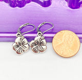 Flower Earrings, Spring Gift, Silver Earrings, Hypoallergenic, Dangle Hoop Lever-back Earrings, N4645