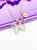 Best Mother's Day Gift for Mom Grandma Aunt, Butterfly Necklace, Purple Lilac, Crytal Jewelry, Personalized Gift, N4646