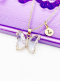 Best Mother's Day Gift for Mom Grandma Aunt, Butterfly Necklace, Purple Lilac, Crytal Jewelry, Personalized Gift, N4646