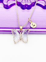 Best Mother's Day Gift for Mom Grandma Aunt, Butterfly Necklace, Purple Lilac, Crytal Jewelry, Personalized Gift, N4646