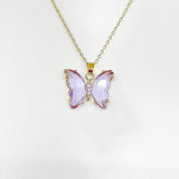 Best Mother's Day Gift for Mom Grandma Aunt, Butterfly Necklace, Purple Lilac, Crytal Jewelry, N4647