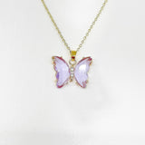 Best Mother's Day Gift for Mom Grandma Aunt, Butterfly Necklace, Purple Lilac, Crytal Jewelry, N4647