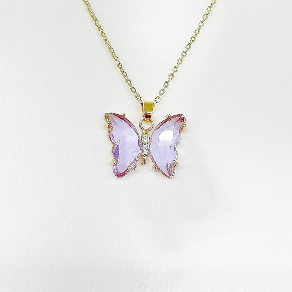 Best Mother's Day Gift for Mom Grandma Aunt, Butterfly Necklace, Purple Lilac, Crytal Jewelry, N4647