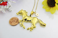 Horse Necklace, Gold Running Horse Jewelry, Personalized Gifts, N4652